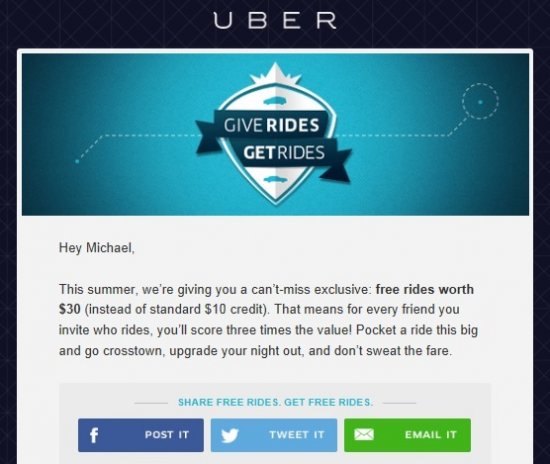 Uber
pulsuz gediş
tövsiyə marketinqi
referal marketinq
referral marketing