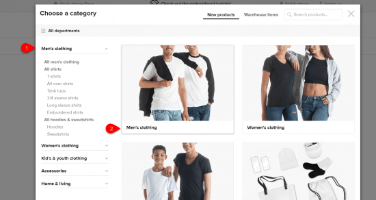 Printful məhsul seçimi