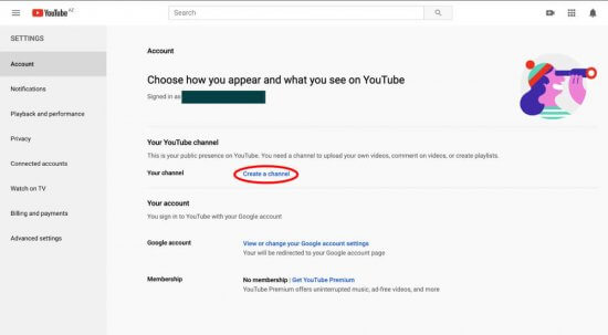 youtube yeni kanal yarat